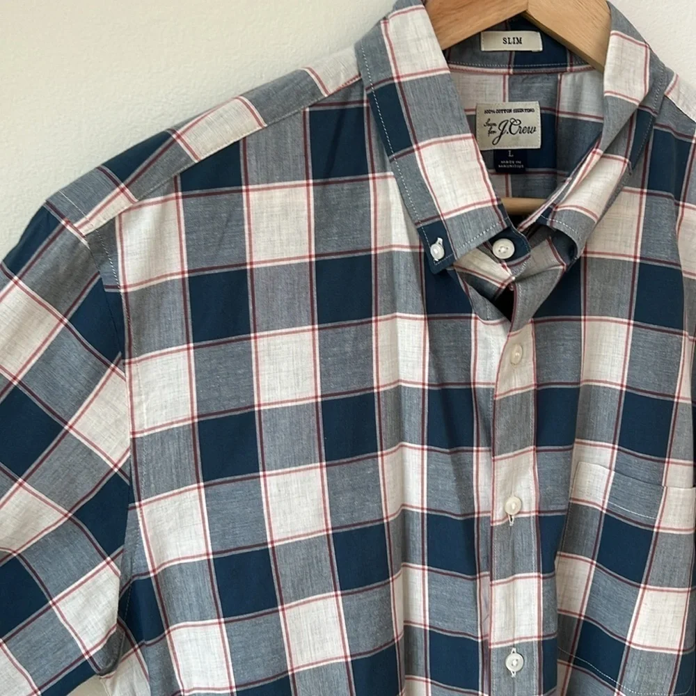 J. Crew Men’s Plaid Long Sleeve Button Up long Sleeve shirt Size Large Slim